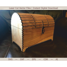 Domed Treasure Chest Laser Cut Vector Template