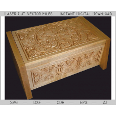 Casket Carved - Ornate Carved Casket Box Laser Cut Vector