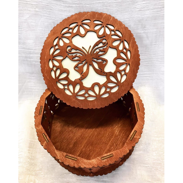 Dekorativer Schmetterling Runde Box Laser Cut Vector Dekorativer Schmetterling Runde Box Laser Cut Vector