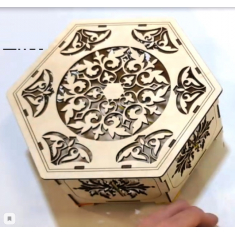 Ornate Hexagon Box - Laser Cutting Vector Template