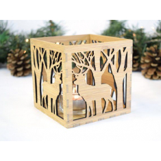 Deer in the Forest Lantern Box - Laser Cut Vector File