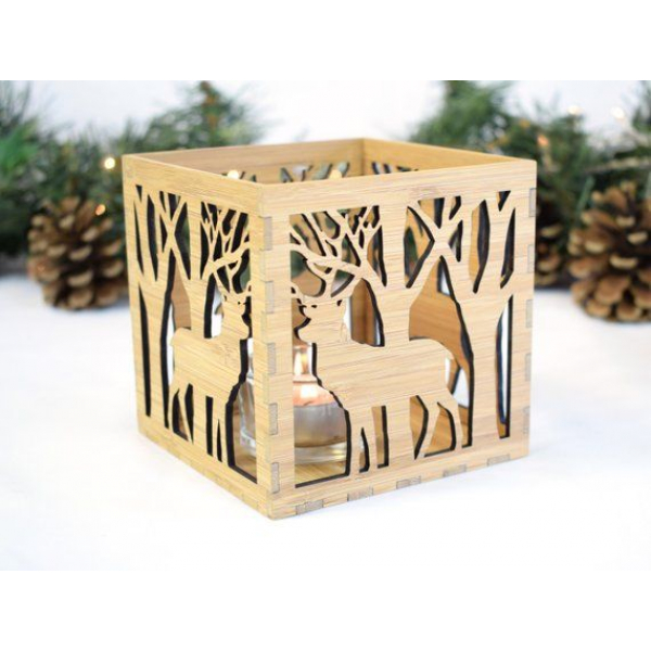 Hirsche im Wald-Laser-Cut-Box-Vorlage Hirsche im Wald-Laser-Cut-Box-Vorlage
