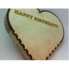 Heart Shaped Box with HAPPY BIRTHDAY Engraving - Laser Cut Vector File