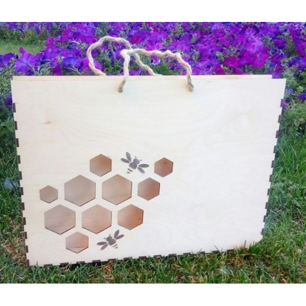 Honning gaveæske Laserskæring Fil med Honeycomb & Bee Design Honning gaveæske Laserskæring Fil med Honeycomb & Bee Design