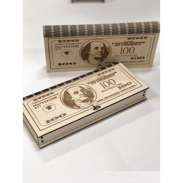 Banknote-Stil Holz Geld Box Laser Cut Vector Template Banknote-Stil Holz Geld Box Laser Cut Vector Template