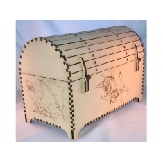 Scrigno con Dragon Incisione e Taglio Laser, File Vettoriale