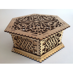 Hexagonal Filigree Casket - Laser Cutting Vector