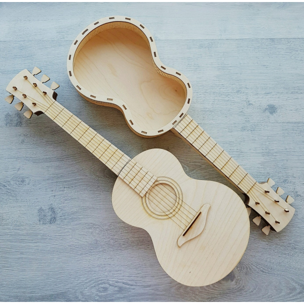 Casket Guitar Laser Cut Vector Template for Plywood Box