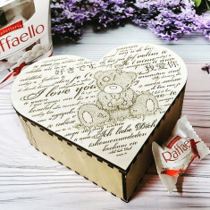 Heart Casket Box Vector Template — Teddy Bear & Love Script