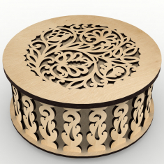 Round Box - Ornate Laser Cut Vector Template