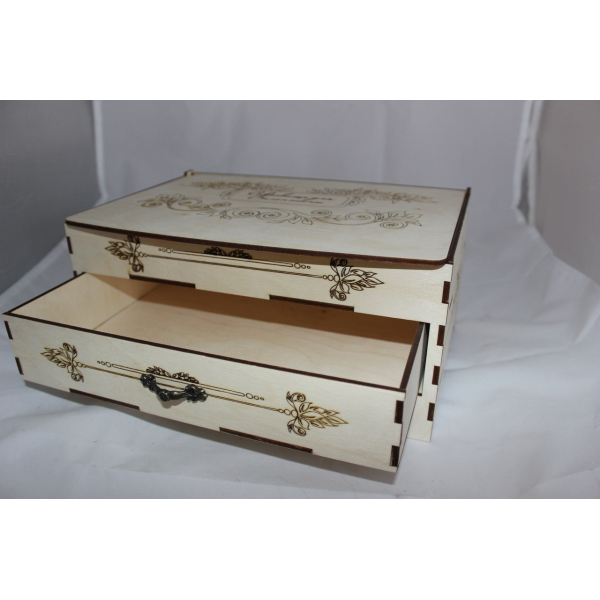 Laser Cut Box with Drawer Vector Template for Plywood and MDF Laser Cut Box with Drawer Vector Template for Plywood and MDF