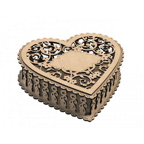 Hjerte Kiste Max Laserskæring Fil — Udsmykkede Heart-Shaped Box Vektor