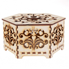 Hexagon Box with Filigree Pattern and Monogram Template