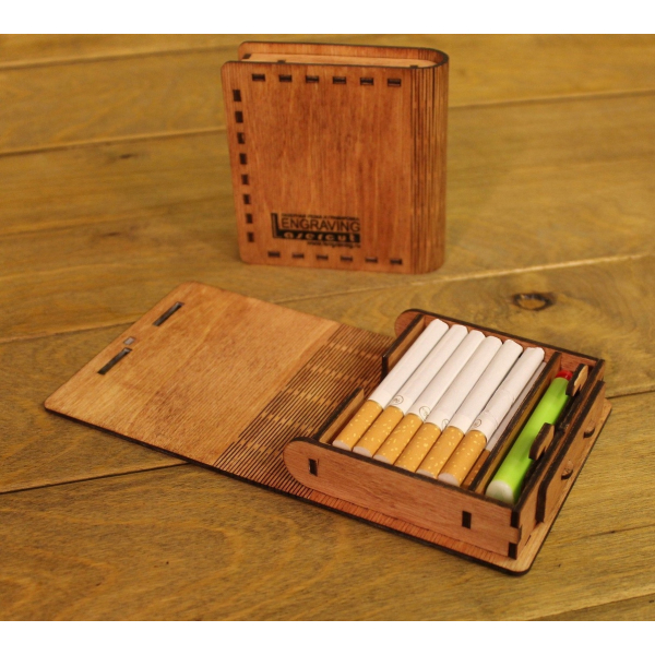 Cigarette Case Laser Cut Template - 6 Cigarettes with Lighter Slot