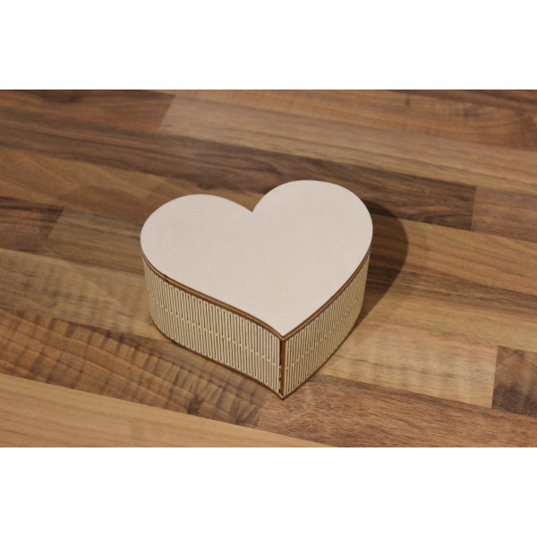 Heart Shaped Flexible Plywood Box Vector Template for Laser Cutting