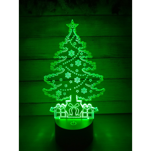 Christmas Tree 3D Illusion Lampe Vektor Skabelon for Laserskæring