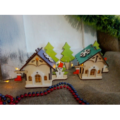 Wooden House Christmas Village - Laser Cut Vector Template