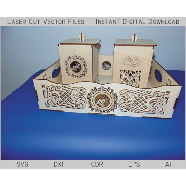 Svatební Zásobník Laser Cut Vektorové Souboru pro Svatební Výzdobu a Krabice Svatební Zásobník Laser Cut Vektorové Souboru pro Svatební Výzdobu a Krabice