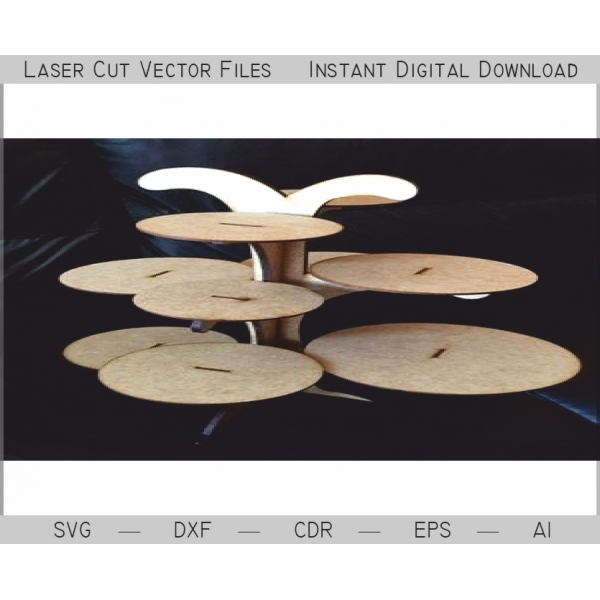 Tiered Cake Stand Laser Cut Vector File Tiered Cake Stand Laser Cut Vector File