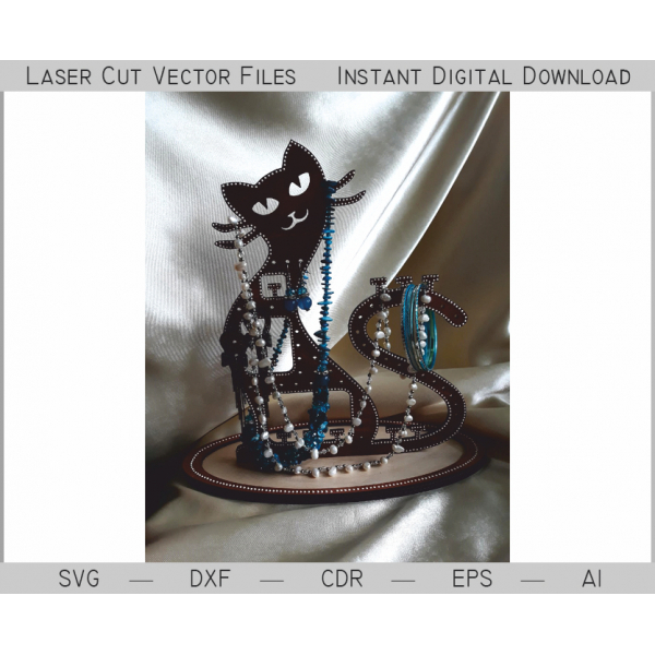 Kat Smykker Stå Laser Cut Vektor-Fil