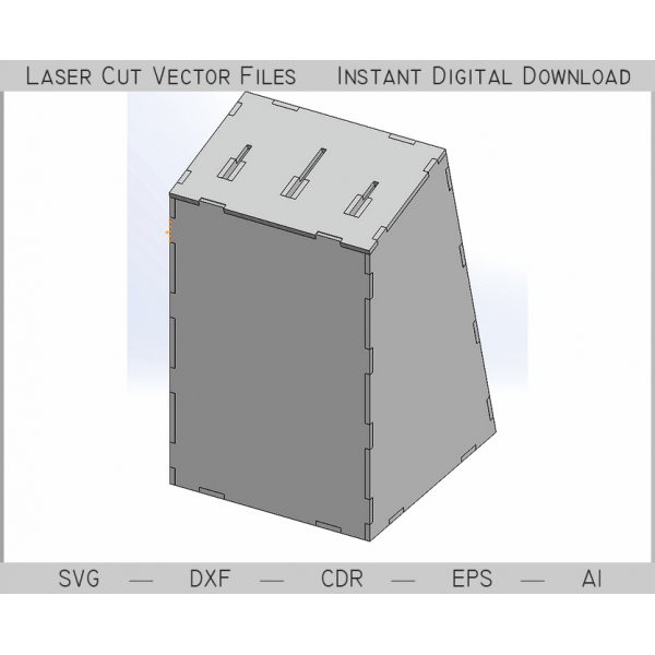 Lazer Kesim için Bıçak Standı Vektör Şablonu-3 Yuvalı Bıçak Bloğu SVG / DXF Lazer Kesim için Bıçak Standı Vektör Şablonu-3 Yuvalı Bıçak Bloğu SVG / DXF