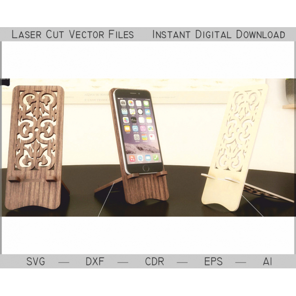 Verzierte Telefon Stand Laser Cut Vector Template