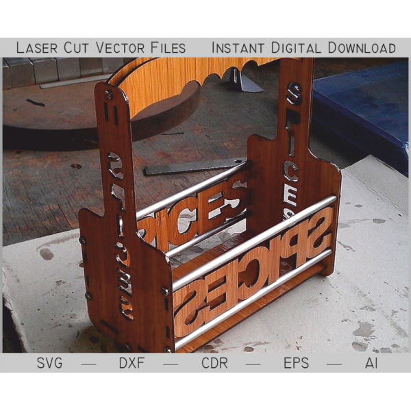 Spice Stand Laser Cut Vector File - Countertop Rack Template Spice Stand Laser Cut Vector File - Countertop Rack Template