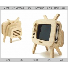 Retro TV Phone Stand - وکتور لیزری برش فایل SVG DXF و CDR, EPS, AI