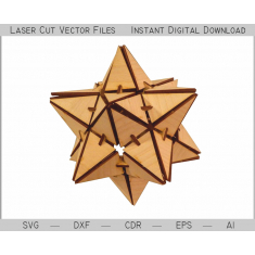 Stellated තරු ප්රහේලිකාව - 3D ලේසර් කපා දෛශික සැකිල්ල