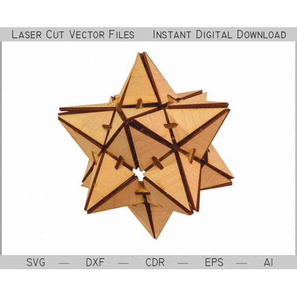 Stellated Star Puzzle Tăiat Cu Laser Vector Șablon Stellated Star Puzzle Tăiat Cu Laser Vector Șablon