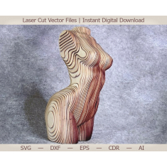 Dívka Obrázek Vrstvené Trupu - Laser Cut Vektor Šablona