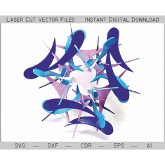 ປິດແຫລມ ໓D Interlocking Laser ຕັດແມ່ແບບ Vector