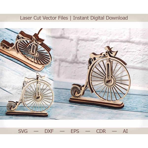 Retro Penny-Farthing Laser Cut Vector Template - Vintage Bike SVG Retro Penny-Farthing Laser Cut Vector Template - Vintage Bike SVG