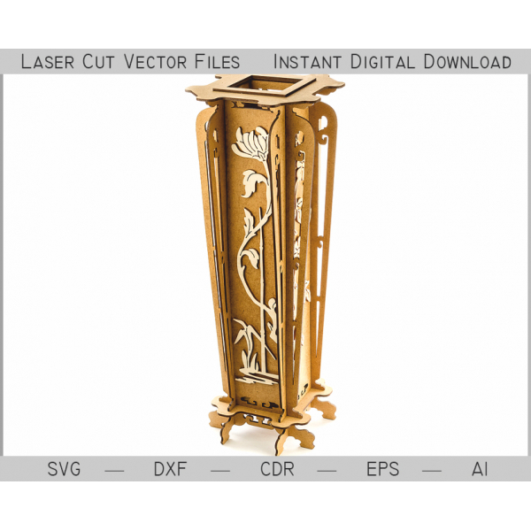 Vase with Flowers - Laser Cut Vector File