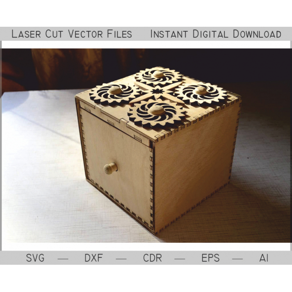 Box mit Kombination Schloss - Laser-Cut-Vektor-Vorlage Box mit Kombination Schloss - Laser-Cut-Vektor-Vorlage