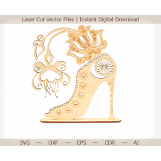 High Heel Shoe Jewelry Stand Laser Cut Vector