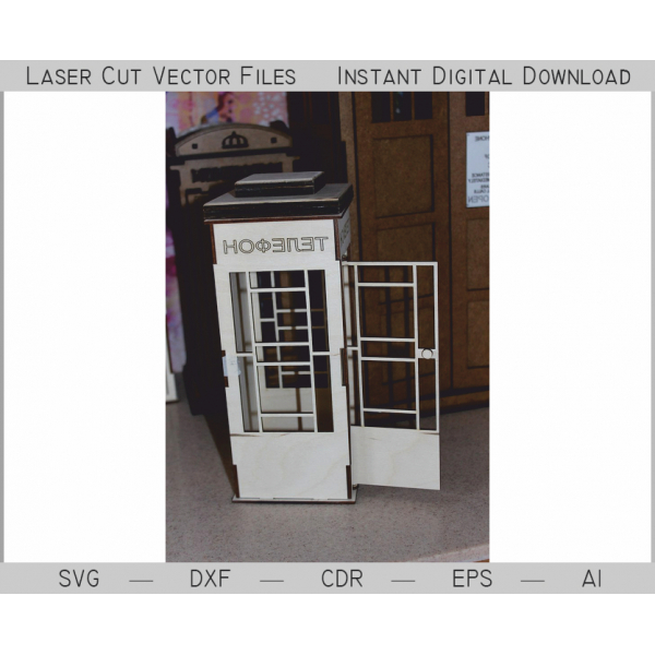 Telefonní Budky Laser Cut Vektor Šablona Telefonní Budky Laser Cut Vektor Šablona