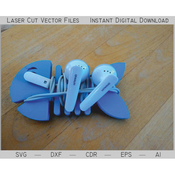 Hovedtelefon Kabel-Arrangør Vektor-Fil for Laserskæring