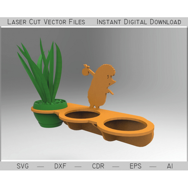 Igel-Pflanzer-Laser-Cut-Vektor-Datei für Desktop-Töpfe