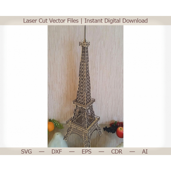 Eiffel Tower Laser Cut Vector File for 3D Model and Decorative Replica Eiffel Tower Laser Cut Vector File for 3D Model and Decorative Replica
