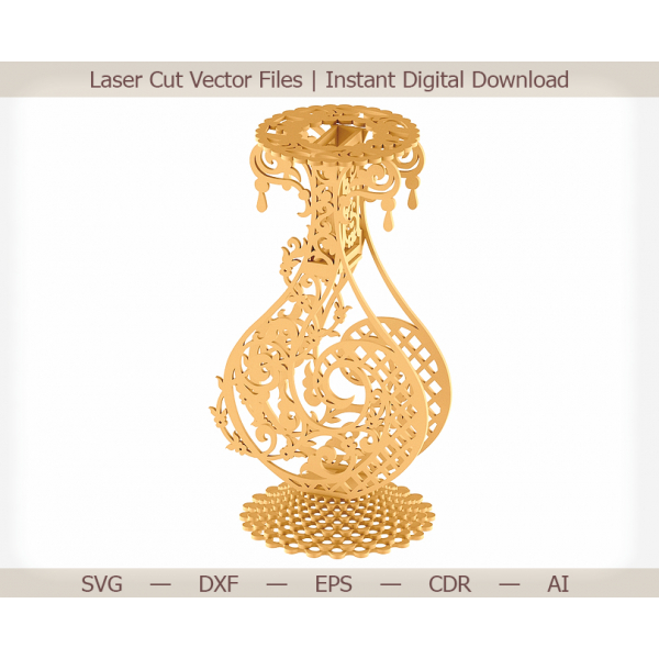 Intricate Lace Vase Laser Cut Vector Template