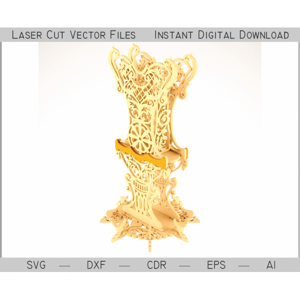 Ornate Filigree Vase Stand Laser Cut Vector File