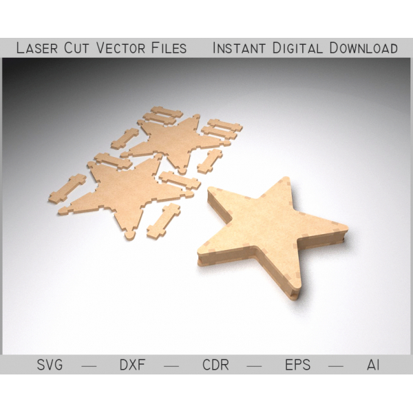 Layered 3D Star Laser Cut Vector File Layered 3D Star Laser Cut Vector File