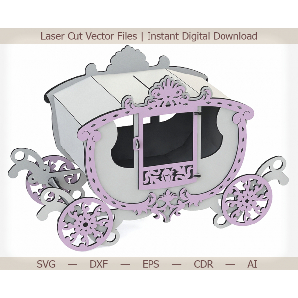 Pohádky Kočár Laser Cut Vektor Šablona