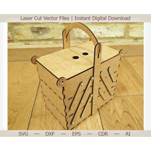Přenosný Skládací Box Laser Cut Vektorové Šablona — Instant Ke Stažení Přenosný Skládací Box Laser Cut Vektorové Šablona — Instant Ke Stažení