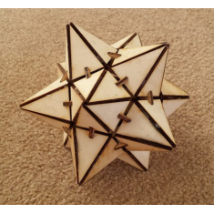 Stellated Dodecahedron 3D ප්රහේලිකාව - ලේසර් කැපීම දෛශික සැකිල්ල