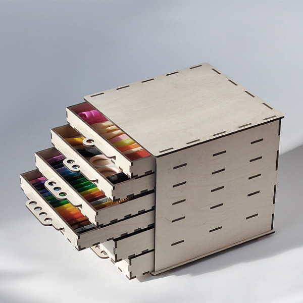 Små Emner Max Laser Cut Vektor Skabelon — 4-Skuffe Organizer Små Emner Max Laser Cut Vektor Skabelon — 4-Skuffe Organizer