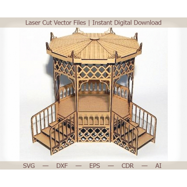 Gazebo De Corte Láser De Vector De Plantilla