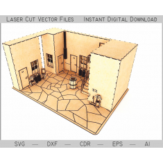 Dollhouse ห้องกับเฟอร์นิเจอร์-ออนเลเซอร์ตัดเว็กเตอแฟ้ม