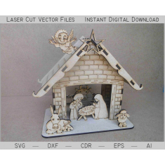 Nativity Manger 3D لیزر برش بردار قالب